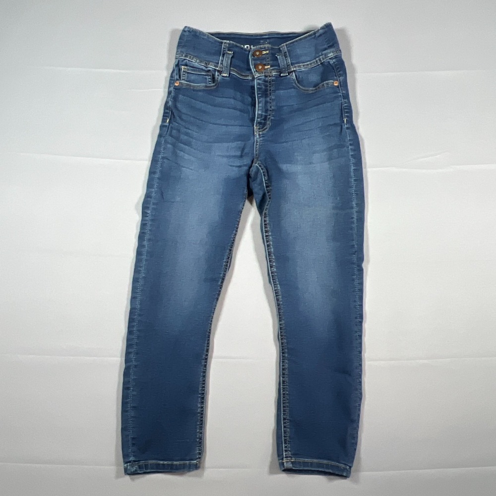 No Boundaries Skinny Jeans Juniors 9 Blue Whiskers Denim Stretch Medium Wash